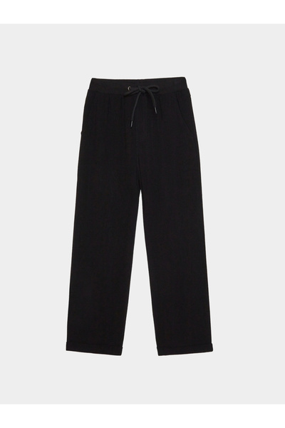 Styli Boys Plain Linen Blend Pants with Roll-Up Hem