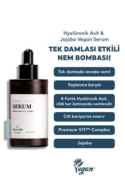 Village 11 Factory Boost Serum 50 ml – Hyaluronic Acid & Jojoba Vegan Serum