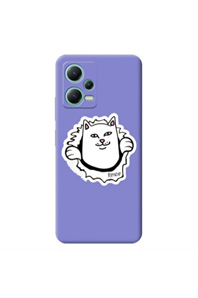 Other Xiaomi Redmi Note 12 Pro 5G White cat Purple Colored Silicone TPU Θήκη