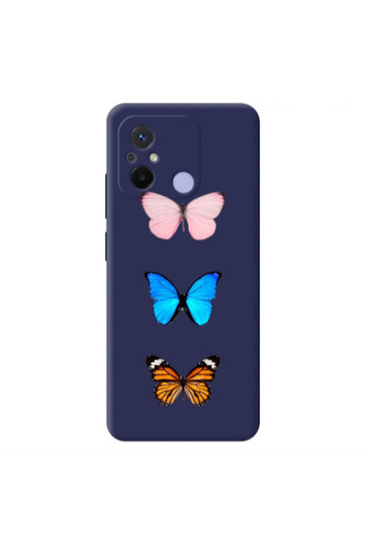 Other Xiaomi Redmi 12C Triple Butterfly Dark blue Colored Silicone TPU Θήκη