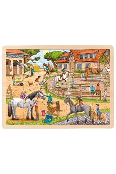 Goki Puzzle Scoala de echitatie puzzle, Goki, Lemn, 96 piese