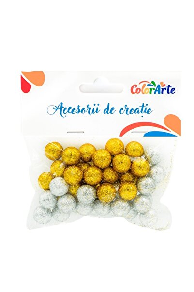 MC Micostore Accesorii creatie - polistiren - bile, argintiu-auriu sclipici, ...