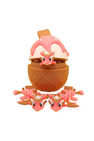 Eva Prints Set Ou Inghetata cu Mini Dragon Articulat Desert, Figurina Printat...