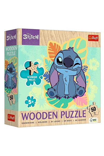 Trefl Puzzle din lemn cu contur Fa, 50 de piese - Stitch (20281)