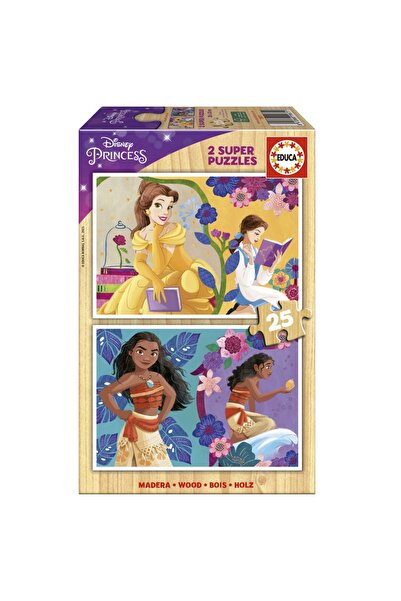 EDUCA Puzzle din lemn, Educa, Printese Disney, 2 x 25 piese