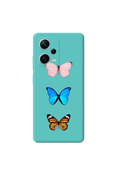 Other Xiaomi Poco X5 Triple Butterfly Turquoise Colored Silicone TPU Θήκη