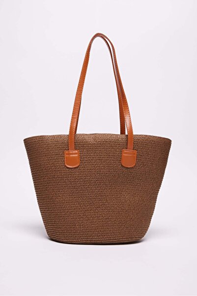 PAULMARK Women's Leather Strap Straw Shoulder Bag