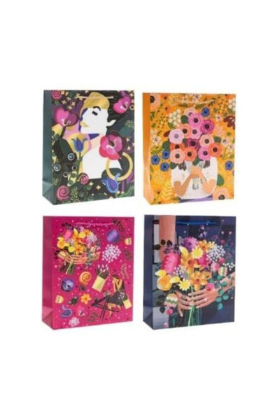 OEM Punga cadou Rozetă flori mix 26x32x10 cm