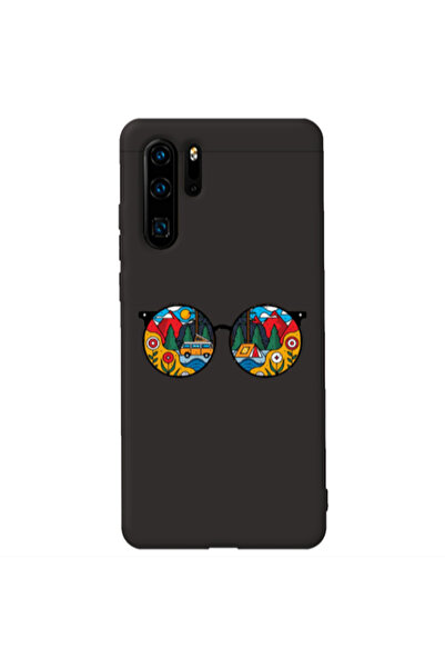 Other Huawei P30 Pro Round Glasses Black Colored Silicone TPU Θήκη