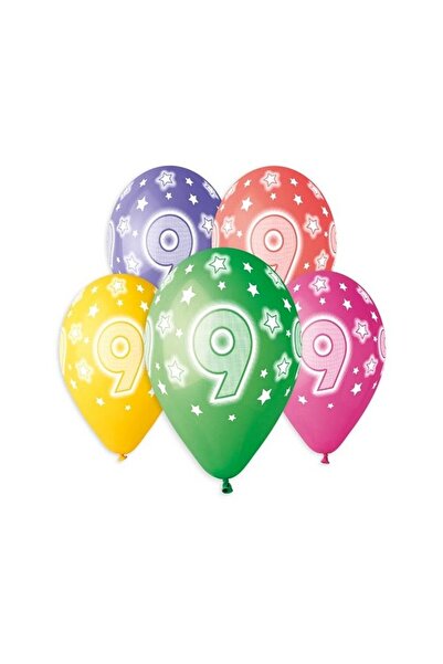 MC Micostore Baloane aniversare GoDan Party cifra 9, diverse culori, 444325, ...