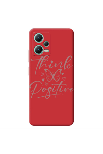 Other Xiaomi Redmi Note 12 Pro 5G Think Positive Red Colored Silicone TPU Θήκη