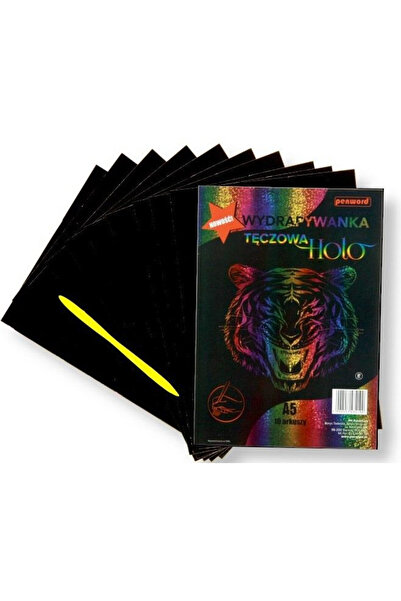 PENWORD Foi pentru zgariat A5, holografice, cu efect curcubeu, cu stylus, mul...