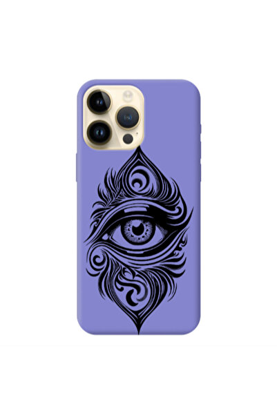Other Apple iPhone 13 Pro Max Eye patterned drawing Purple Colored Silicone T...