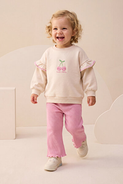 Minipodyum Baby Girl Top and Bottom Set with Spanish Flared Cherry Print and ...