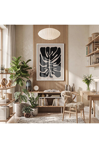 KOLAJTASARIM Apstraktna monstera umetnost beli drveni uokviren poster slika d...