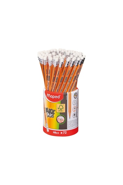 Maped Молив с гумичка Black'Peps HB, буркан x 72 броя, FSC