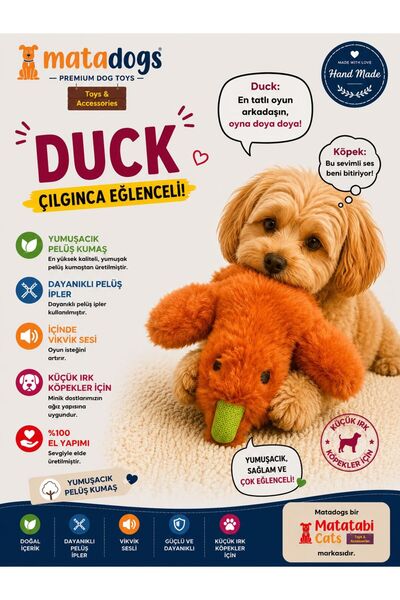 MATATABİ CATS Matadogs Duck Plush, Sound-Producing Dog Toy