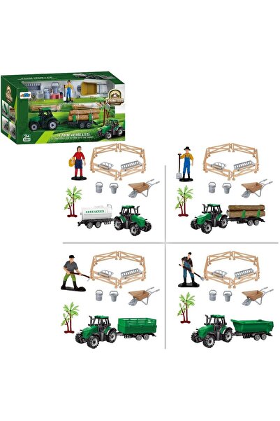 Trifox Figurina tractor ferma cu accesorii multicolor 12x29cm set copii