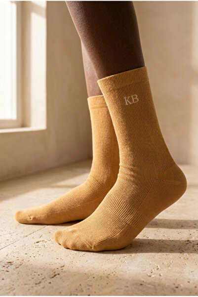 Katia&Bony Unisex K&B Embroidered Socks Light Brown