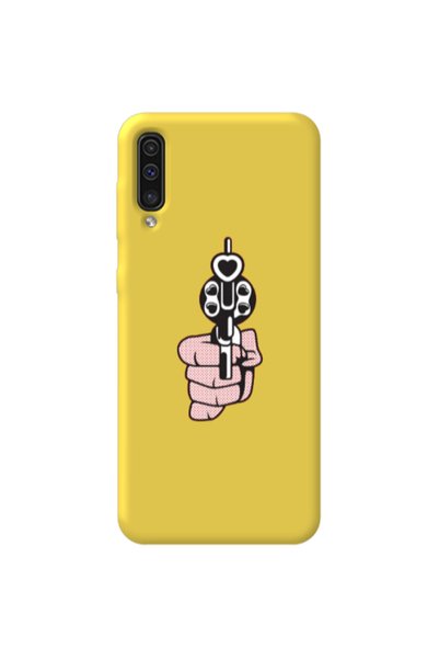 Other Samsung A70 Heart gun Yellow Colored Silicone TPU Θήκη