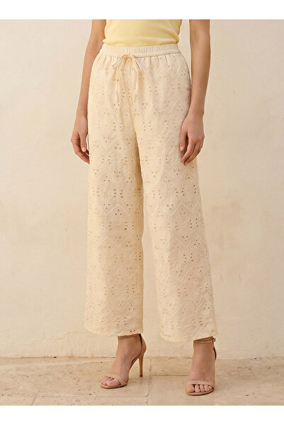 Iconic Elasticated Waist Embroidered Cotton Wide Leg Pants