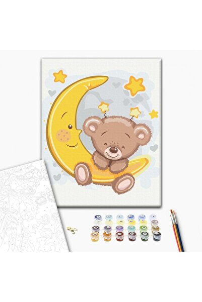 MC Micostore Set Pictura pe numere 30x40cm, Brushme - Ursulet prins de luna -...