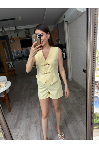 Genel Markalar Sarı Yelek Şort Takım