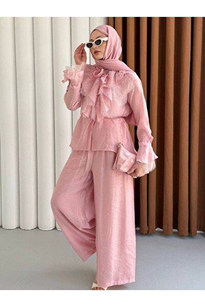 Rose Design Boutique YUKE DANTEL DETAYLI ŞIK TESETTÜR ALT ÜST İKİLİ TAKIM