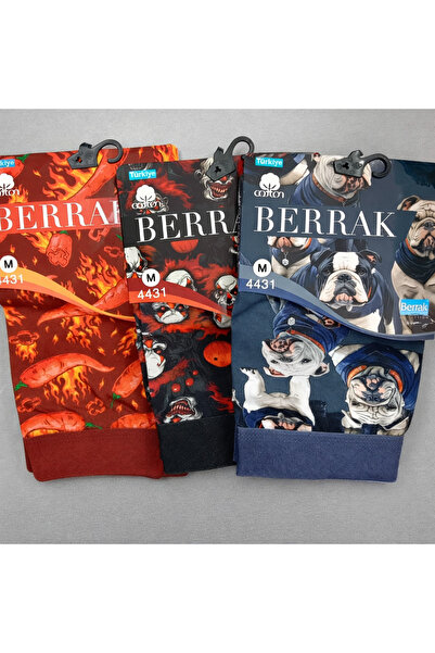 Berrak Men's Boxer Set 3-Piece Fun Patterned Cotton Flexible Comfortable Boxe...