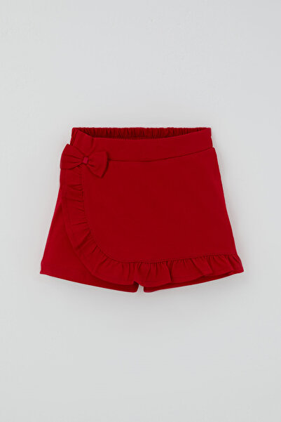 Breeze Girl's Shorts Skirt with Bow Accessories and Ruffles, 3-8 Years Old, Red