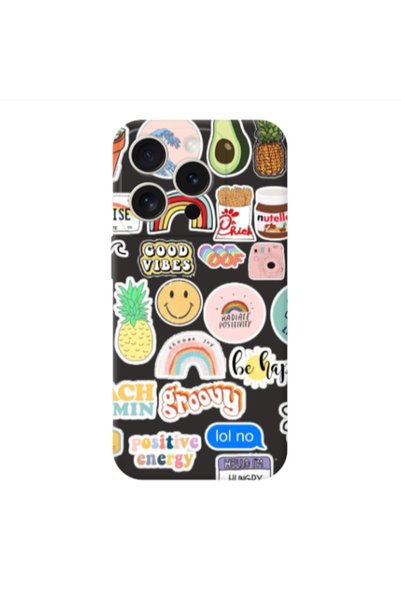 Other Apple iPhone 15 Pro Max Good vibes Black Colored Silicone TPU Θήκη