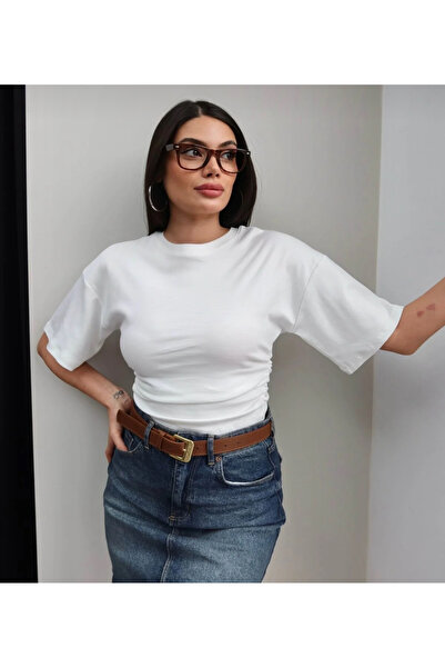 Yan Büzgülü Crop Tshirt