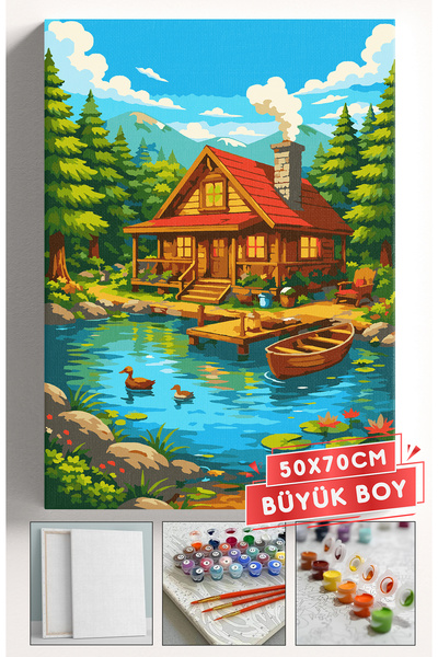 Akihabara Sayılarla Boyama Hobi Seti Çerçeveli Numaralı Tuval Fırça Boya Dahi...