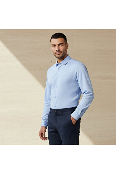 FAV Men Slim Fit Collared Textured Long Sleeves Shirt