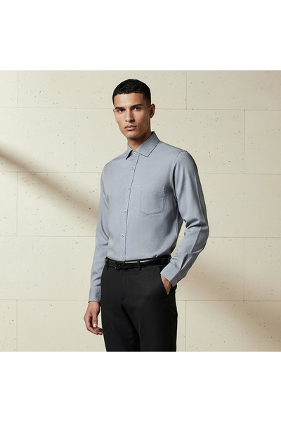 FAV Men Regular Fit Collared Textured Long Sleeve Shirt