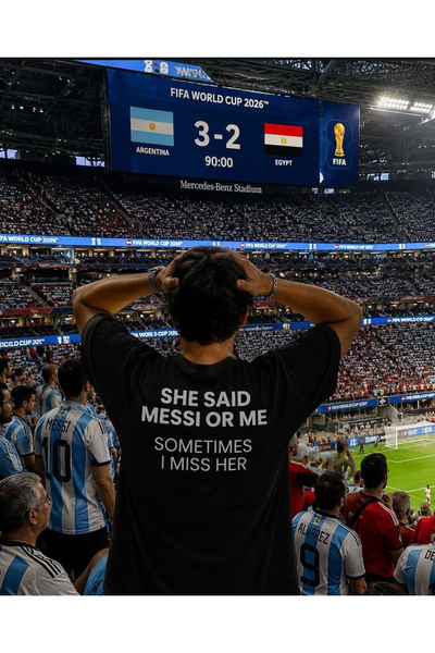 cesita Μπλουζάκι Messi World Cup με στάμπα από βαμβάκι σε μαύρο χρώμα