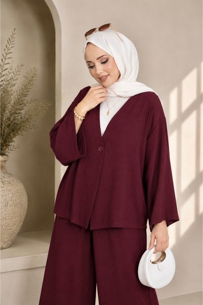 ASTEMİA Women's Kimono Comfortable Fit Summer Aerobin Hijab Set Sb0047