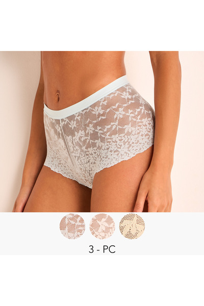 FAV Set of 3 - Full Briefs High Waist Lace Design