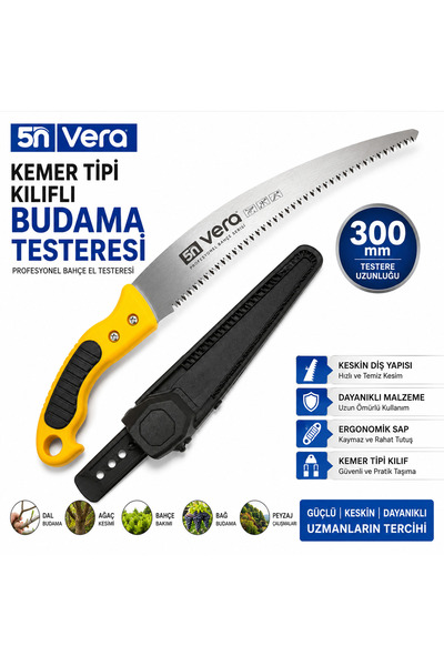 5NVERA 5N VERA Kemer Tipi Kılıflı Budama Testeresi 300 mm | Profesyonel Bahçe...
