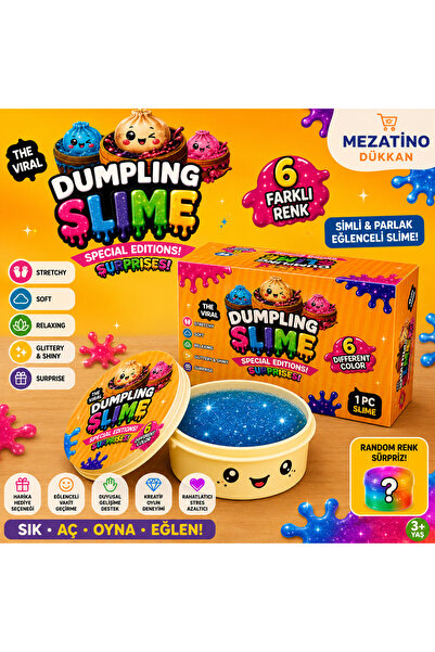MEZATİNO Çin Mantısı Slime Simli Dumpling Slime | Sürpriz Random Renk | Esnek...