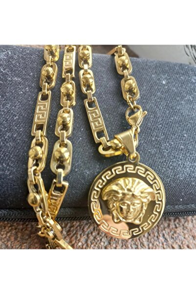 Mihasem Lant si Medalion INOX placat model Medusa