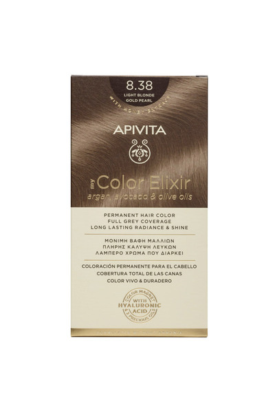 Apivita My Color Elixir Μόνιμη Βαφή Μαλλιών N8.38 Ανοιχτό Μελί Περλέ Ξανθό