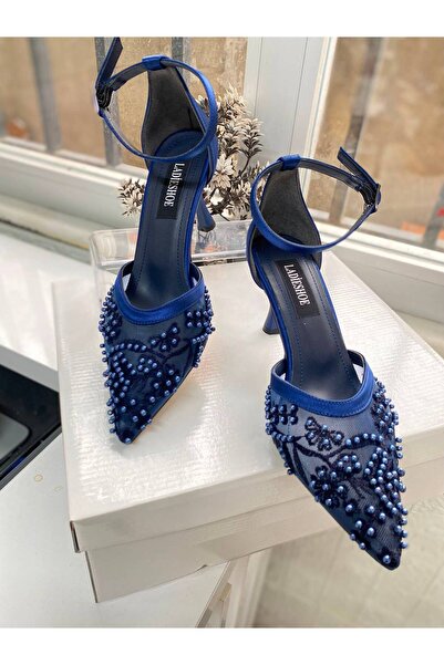 İLADİESHOES حذاء نسائي بكعب من الدانتيل واللؤلؤ