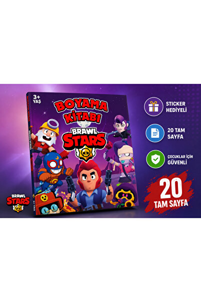 ZNC Brawl Stars Boyama Kitabı 20 Sayfa | Sticker Hediyeli | Çocuk Boyama Kita...