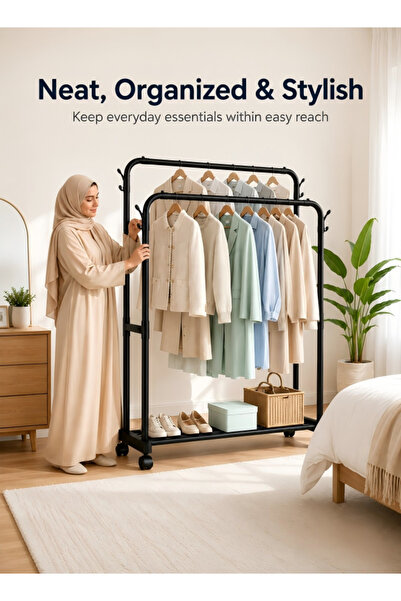 Generica The load-bearing model features a movable double-bar clothes hanger,...