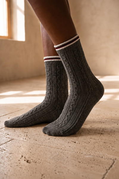 Katia&Bony Women's Knitted Patterned Socks Dark Gray