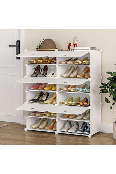 Arabest 6-Tiers Stackable 24 Pairs Freestanding Storage Cabinets, Portable Sh...