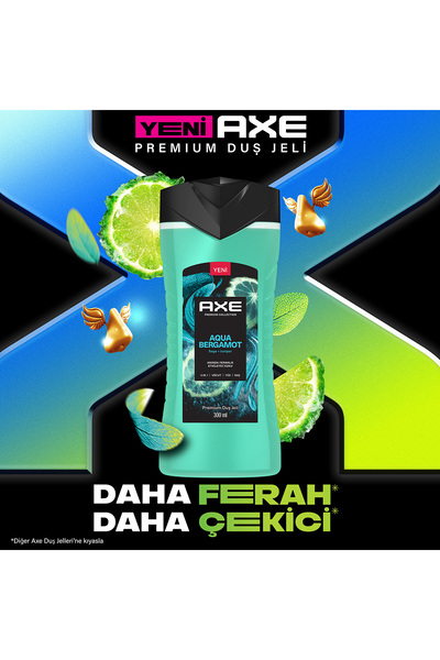 Axe Premium Collection Duş Jeli Aqua Bergamot 3in1 Vücut Saç Yüz 300 ml x3