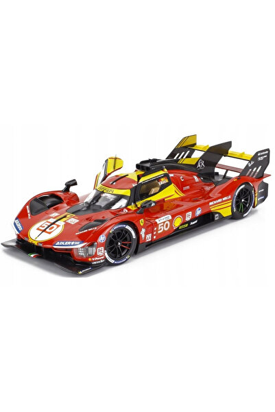 BBURAGO Mașină de jucărie Ferrari 499P #50 Le Mans 2024 1:18, metal, roșu-gal...