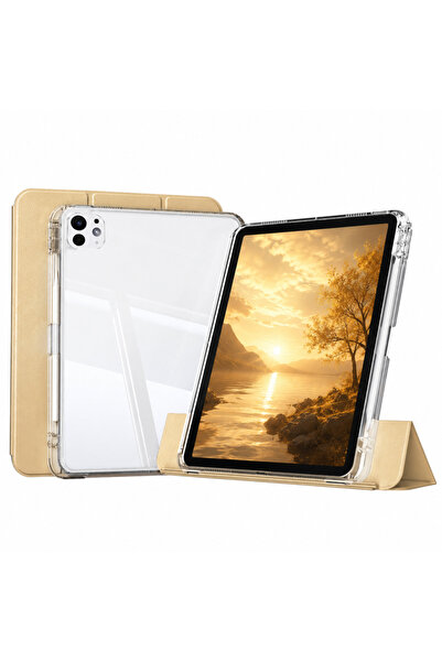 UnDePlus Apple iPad Pro 13inç M4/M5 Kılıf Kalem Bölmeli Akrilik Şeffaf Ayrıla...